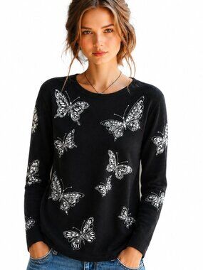 Silk-rich (58%) Marisa Christina sweater, embroidered and beaded